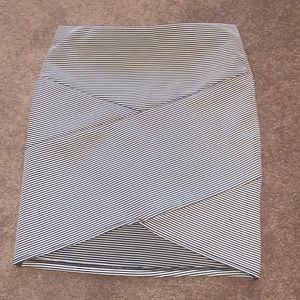 Black and white striped bodycon skirt